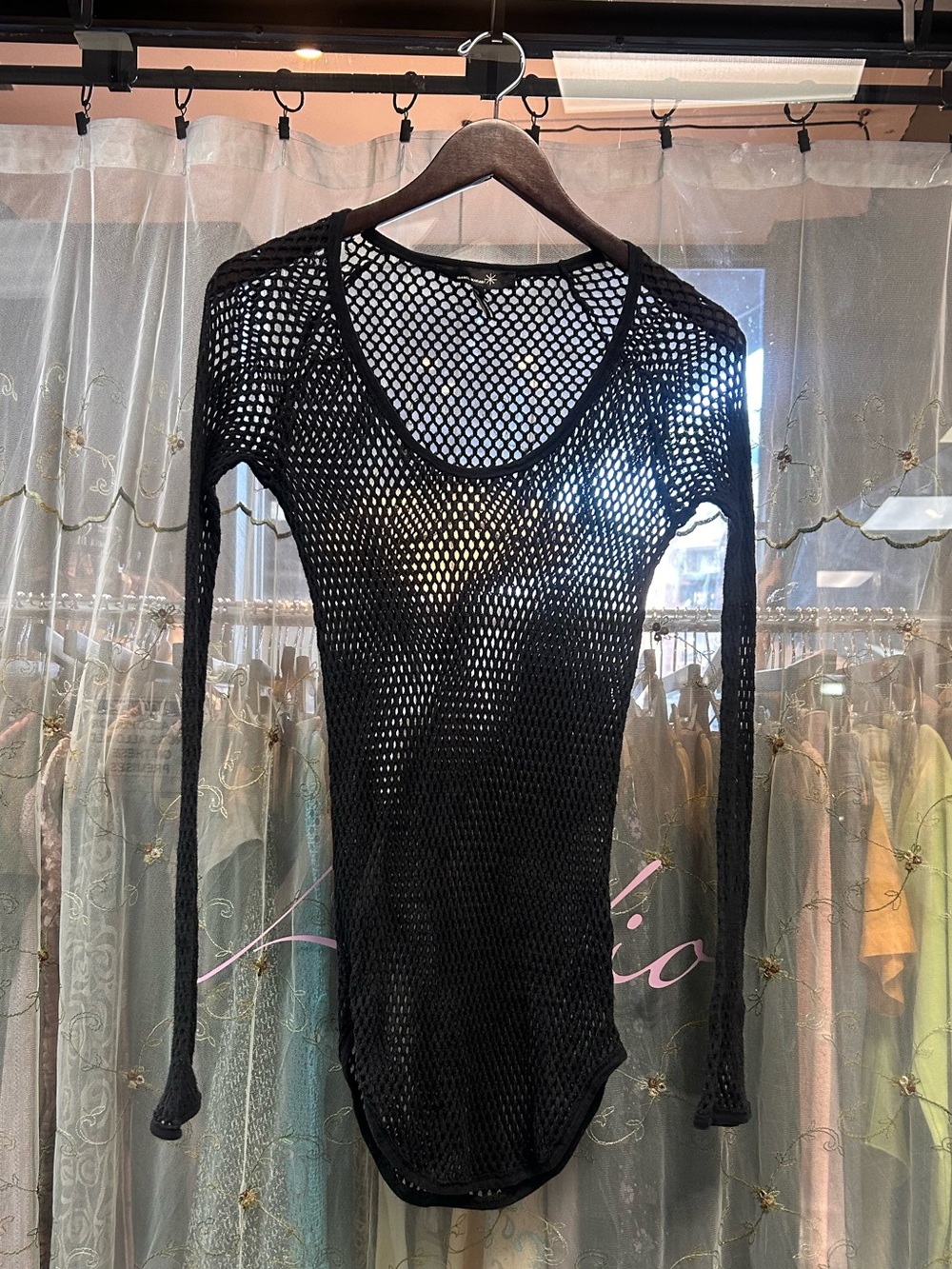 isabel marant black crochet long sleeve shirt
